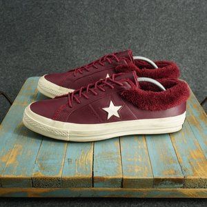 Converse One Star Street Warmer Shoes Burgundy Red Leather Faux Fur 10M's 12W's